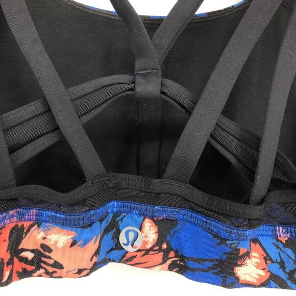 Lululemon Blue Multi / Black Energy Bra (Exhale) Mini Paint Storm Harbor size 8 - Picture 6 of 16